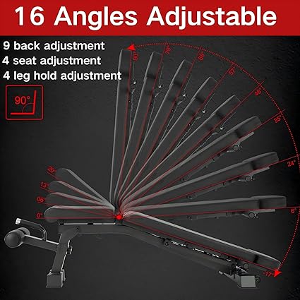 YOUTEN 1300 LB Weight Bench With Headrest Heavy Capacity | 9-4-4 90° Adjustable Incline Decline Exercise Chair for Home Gym More Stable and Durable | Foldable Training Lifting Bench | Dragon Flag Handle for Abdominal Arm Workout 2025 New Version