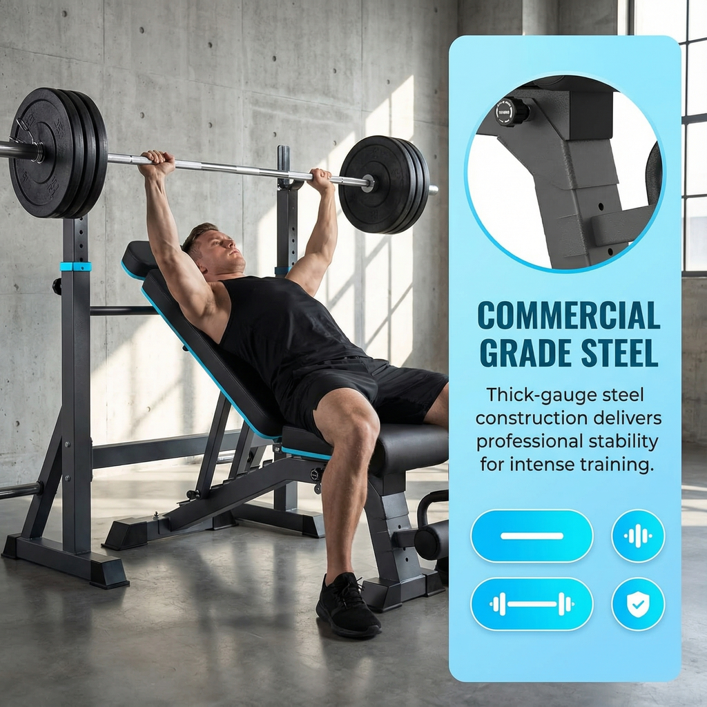YOUTEN 1300 LB Weight Bench With Headrest Heavy Capacity | 9-4-4 90° Adjustable Incline Decline Exercise Chair for Home Gym More Stable and Durable | Foldable Training Lifting Bench | Dragon Flag Handle for Abdominal Arm Workout 2025 New Version