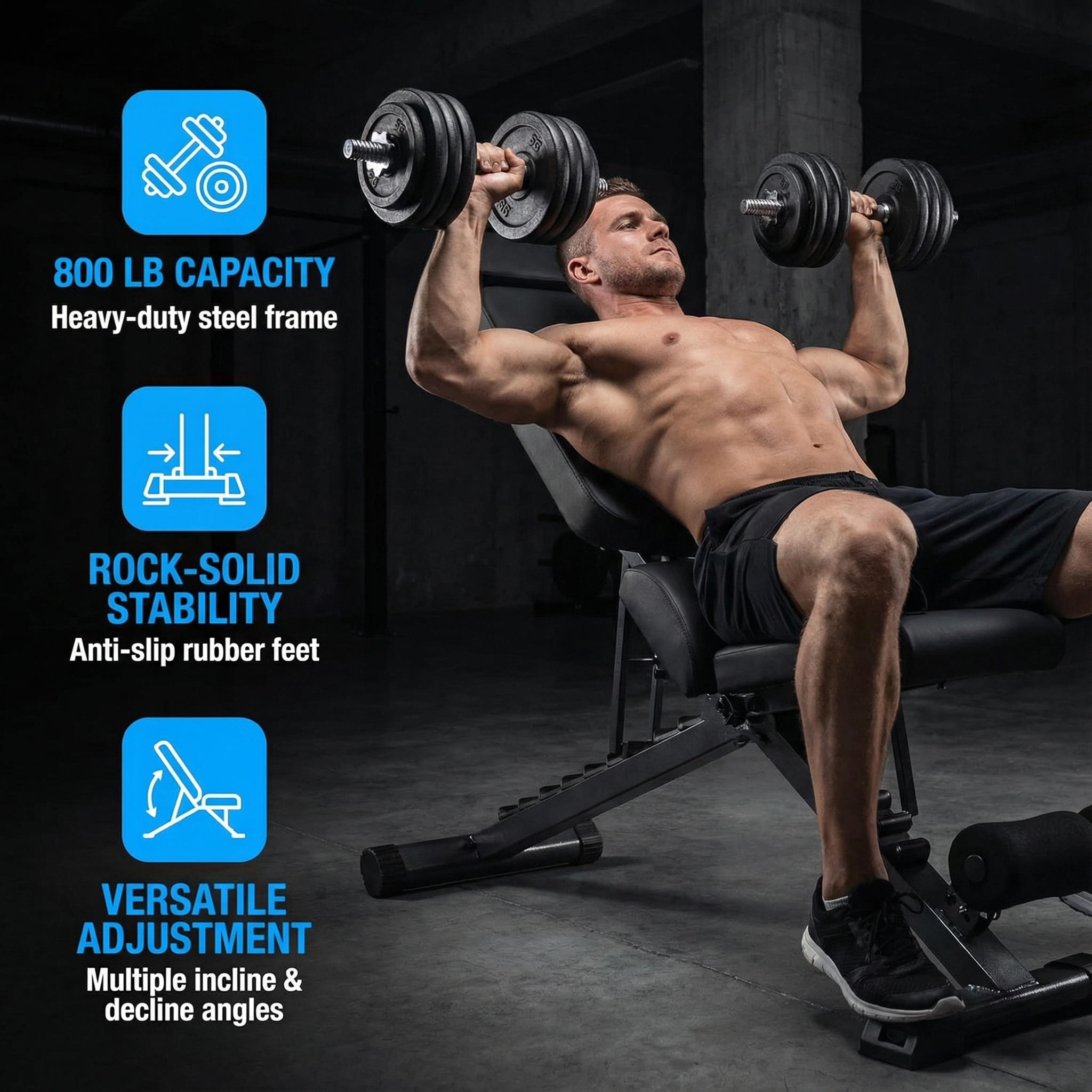 BARWING 2025 Upgraded Adjustable Weight Bench for Home Gym,800LBS,700LBS,Foldable Incline Workout Bench for Full Body Workout Easy Assembly