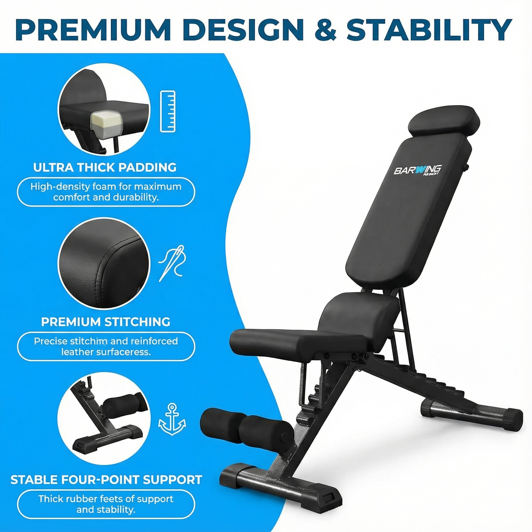 BARWING 2025 Upgraded Adjustable Weight Bench for Home Gym,800LBS,700LBS,Foldable Incline Workout Bench for Full Body Workout Easy Assembly