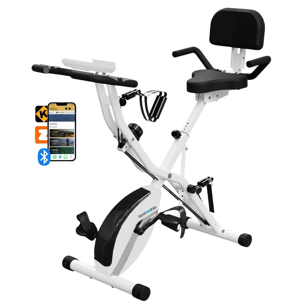 BARWING Stationary Exercise Bike for Home Workout,5 IN 1 Foldable Indoor Cycling Bike for Seniors, 350LB Capacity,