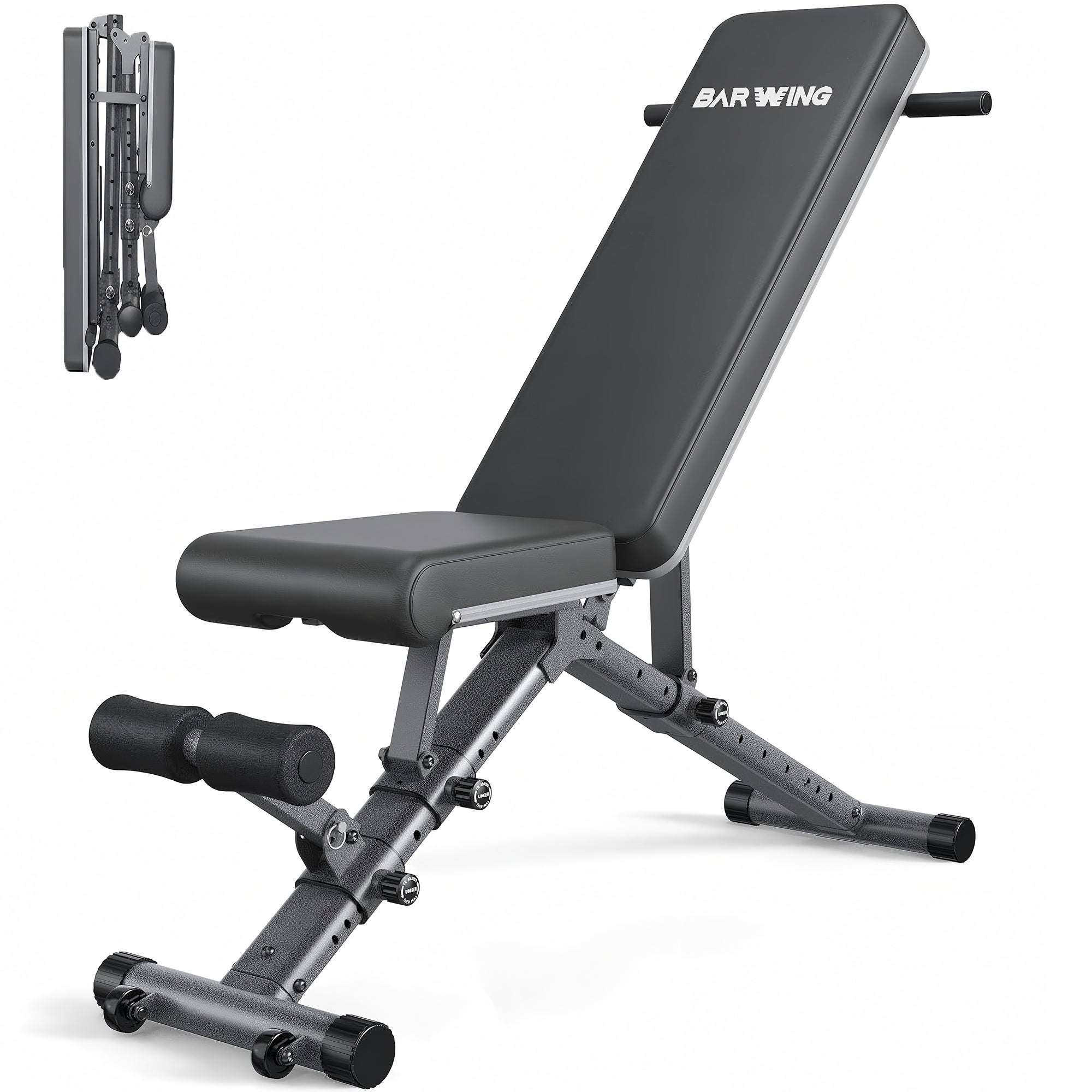 BARWING Adjustable Weight Bench Workout Bench, 800 LB Heavy Duty Incline Decline Bench for Home Gym, Easy Assembly Foldable Training Lifting Bench, Ultra Short Gap 2024 New Version
