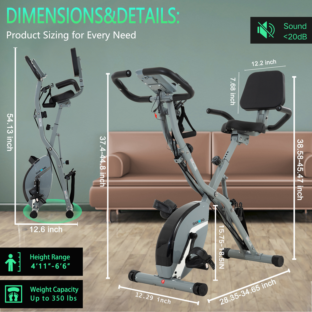 BARWING Stationary Exercise Bike for Home Workout, 5 IN 1 Foldable Indoor Cycling Bike for Seniors