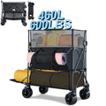 460L Folding Wagon Cart, Heavy Duty Double Decker Wagon, 600 lbs Capacity | 50" Extended Storage, Height Extension Nets & All-Terrain Wheels for Camping, Beach, Fishing and Outdoor Adventures