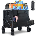 600LB Double Decker Folding Wagon Cart, 50" Extended Heavy Duty | 400L Large Storage, Extra Large Double Decker Wagon, Collapsible Cart with Wheels for Camping, Fishing, Beach & Outdoor Use