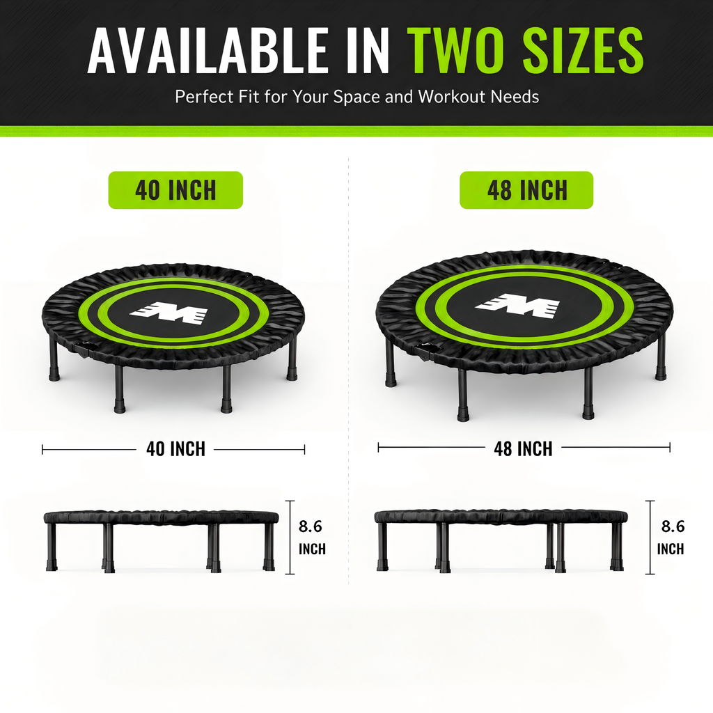 Indoor Foldable Fitness Trampoline for Adults, Silent Spring Mini Rebounder, Home Cardio Fat Burning Workout Jump Trampoline