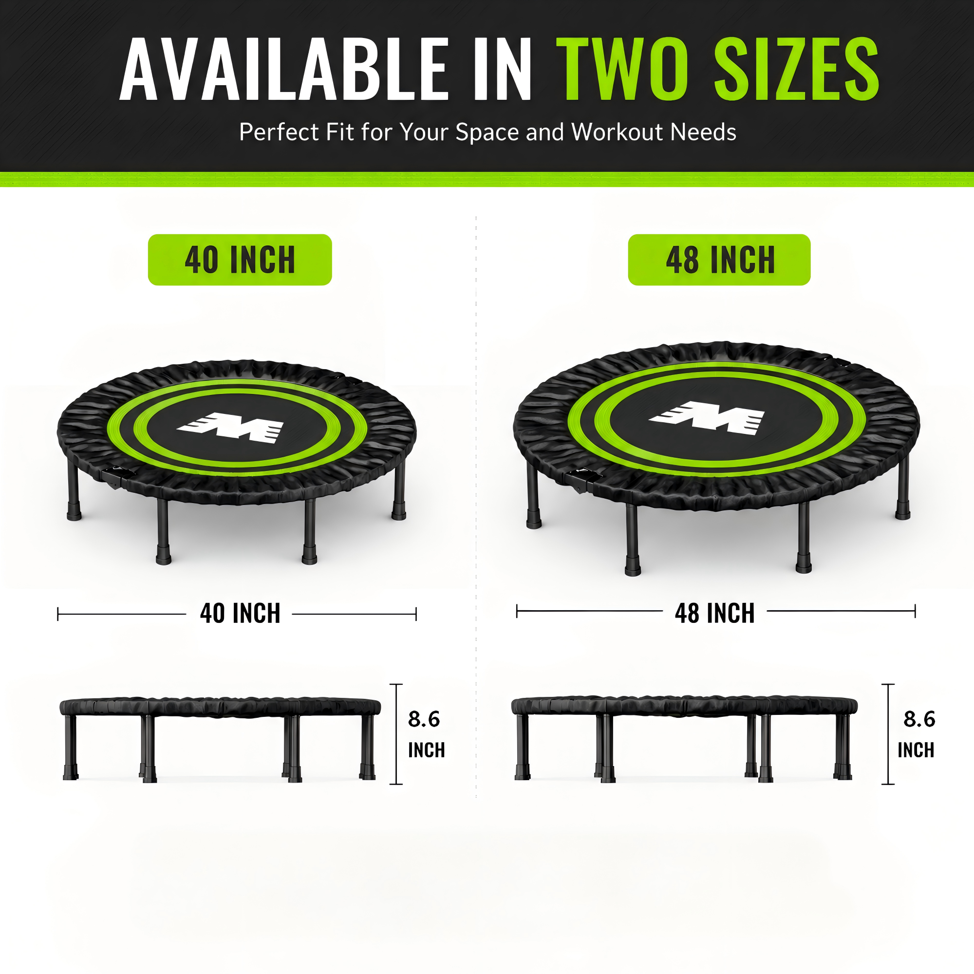 Indoor Foldable Fitness Trampoline for Adults, Silent Spring Mini Rebounder, Home Cardio Fat Burning Workout Jump Trampoline