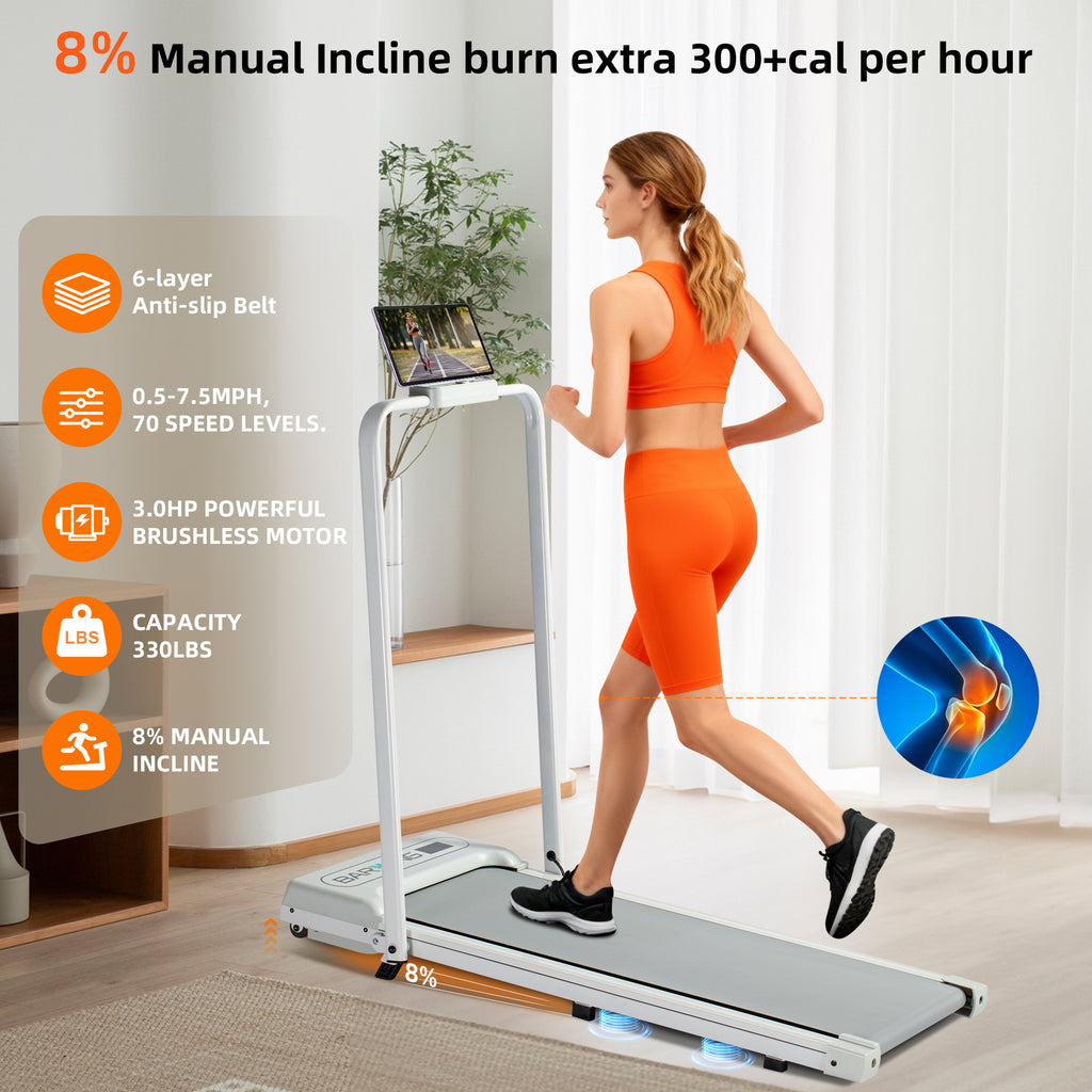 BARWING Foldable Incline Walking Pad 330 LBS Weight Capacity