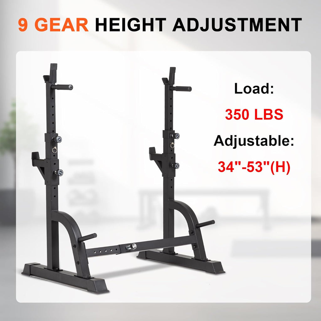 BARWING 49IN Rack For Bench Press Stand ,Barbell Rack Stand - Adjustable Multi-Functional Squat Barbell Stand for Weight Bench Press, weight bench rack, Easy to Assemble 350LBS Adjustable Squat Rack Stand
