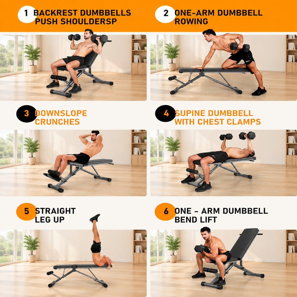 BARWING Adjustable Weight Bench Workout Bench, 800 LB Heavy Duty Incline Decline Bench for Home Gym, Easy Assembly Foldable Training Lifting Bench, Ultra Short Gap 2024 New Version