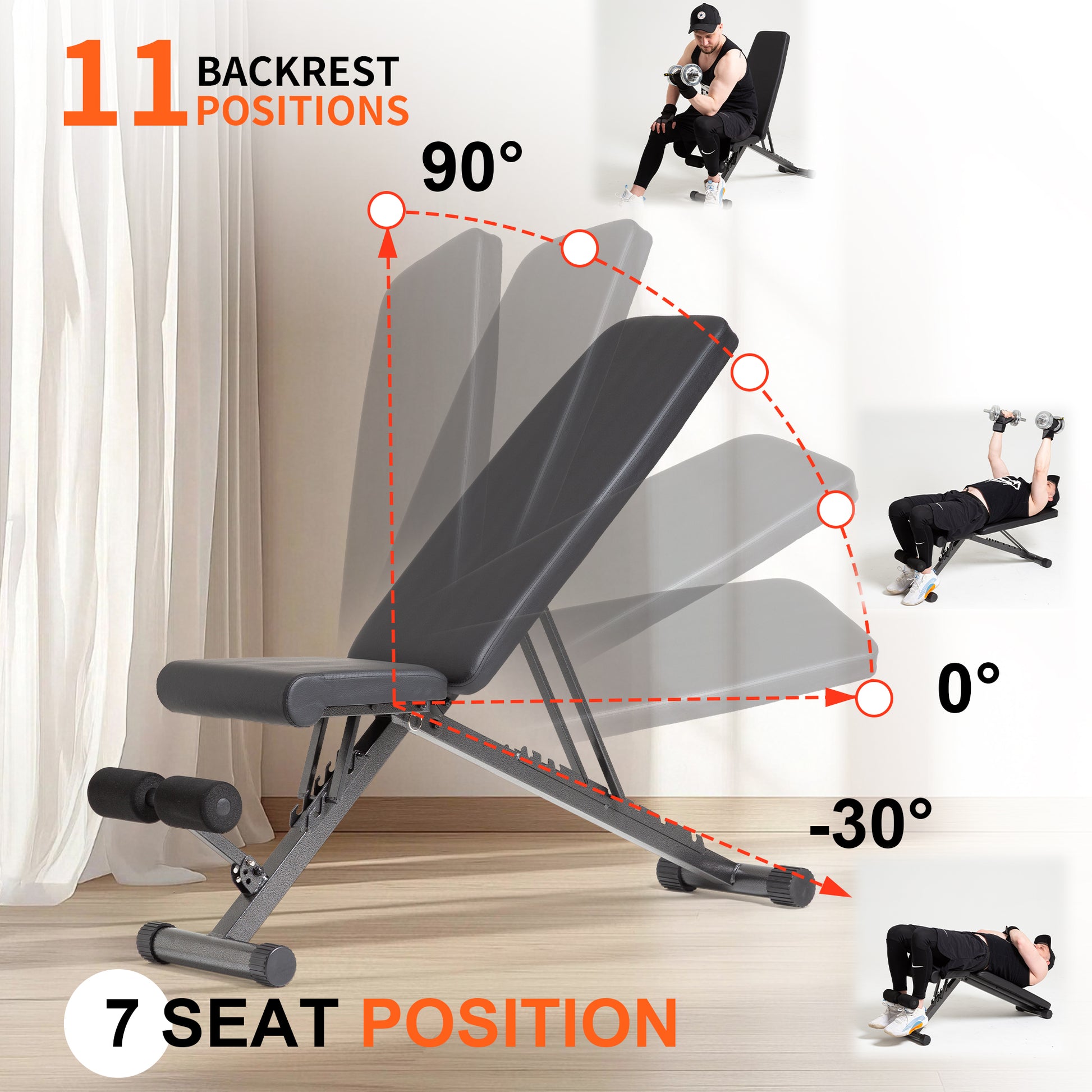 BARWING Adjustable Weight Bench for Home Gym,660LBS Foldable Incline Bench for Full Body Workout Easy Assembly Training Decline Bench