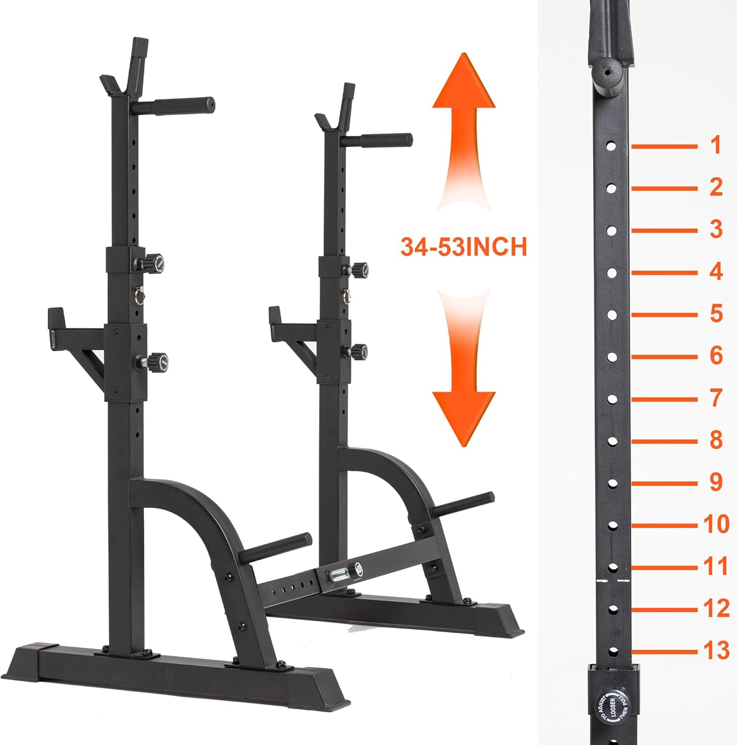 BARWING 49IN Rack For Bench Press Stand ,Barbell Rack Stand - Adjustable Multi-Functional Squat Barbell Stand for Weight Bench Press, weight bench rack, Easy to Assemble 350LBS Adjustable Squat Rack Stand