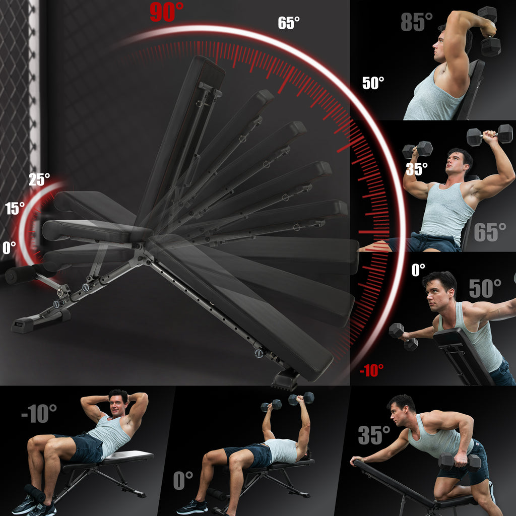 BARWING Adjustable Weight Bench Workout Bench, 1000/1300 LBS Heavy Duty Incline Decline Bench for Home Gym, Easy Assembly Foldable Training Lifting Bench
