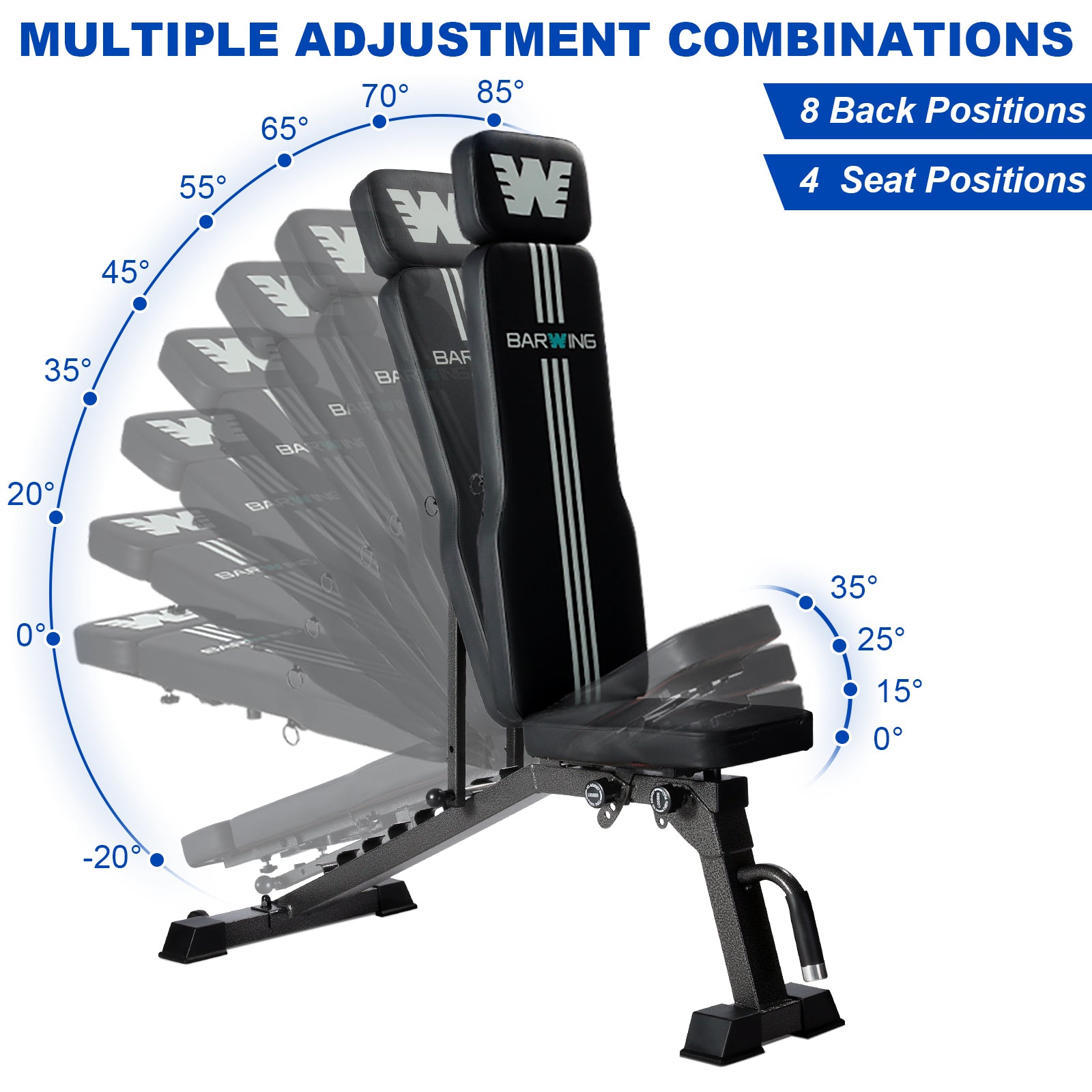 BARWING Adjustable Weight Bench Workout Bench, 1000/1300 LBS Heavy Duty Incline Decline Bench for Home Gym, Easy Assembly Foldable Training Lifting Bench