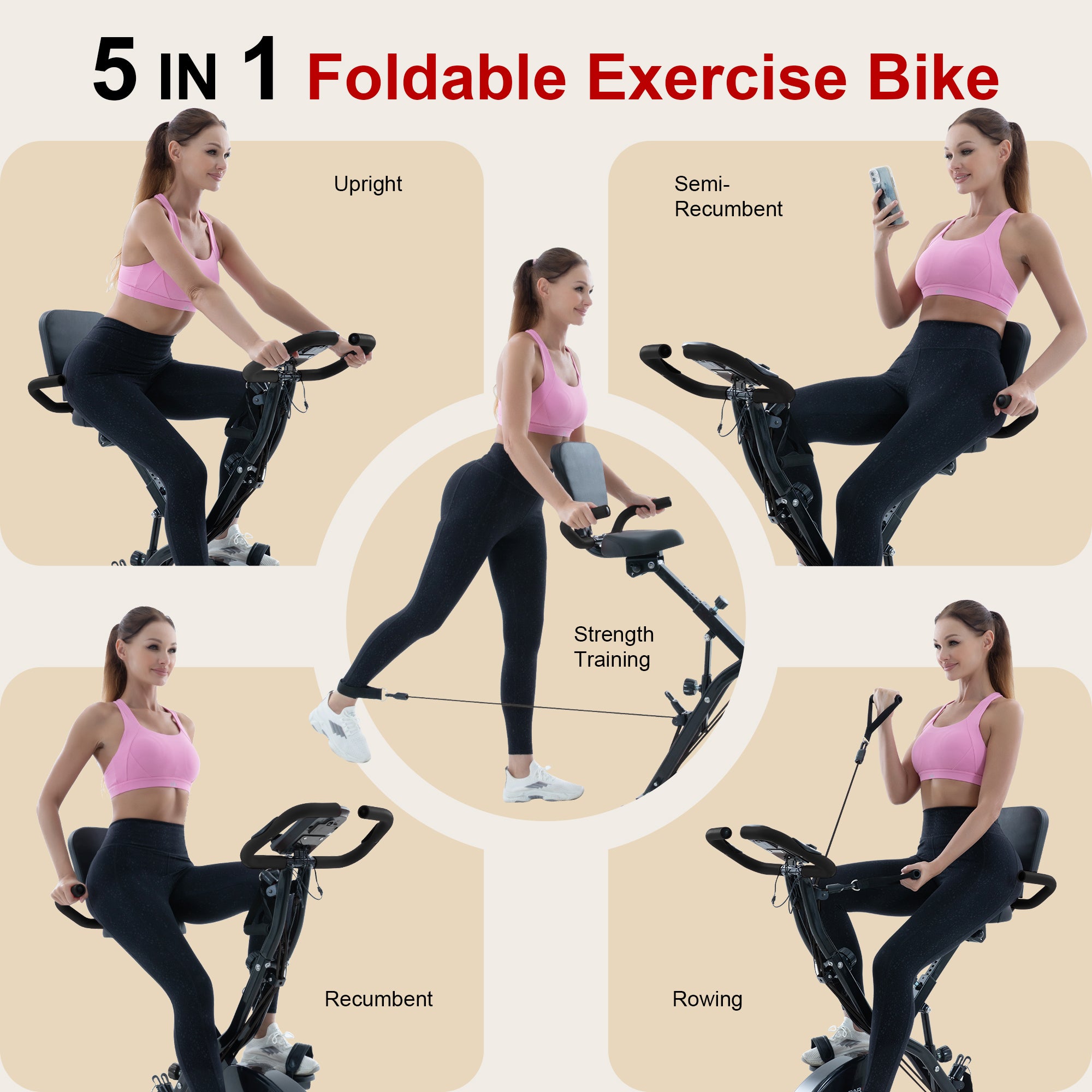 BARWING Stationary Exercise Bike for Home Workout,16-Level Magnetic Resistance, Seat Backrest Adjustments