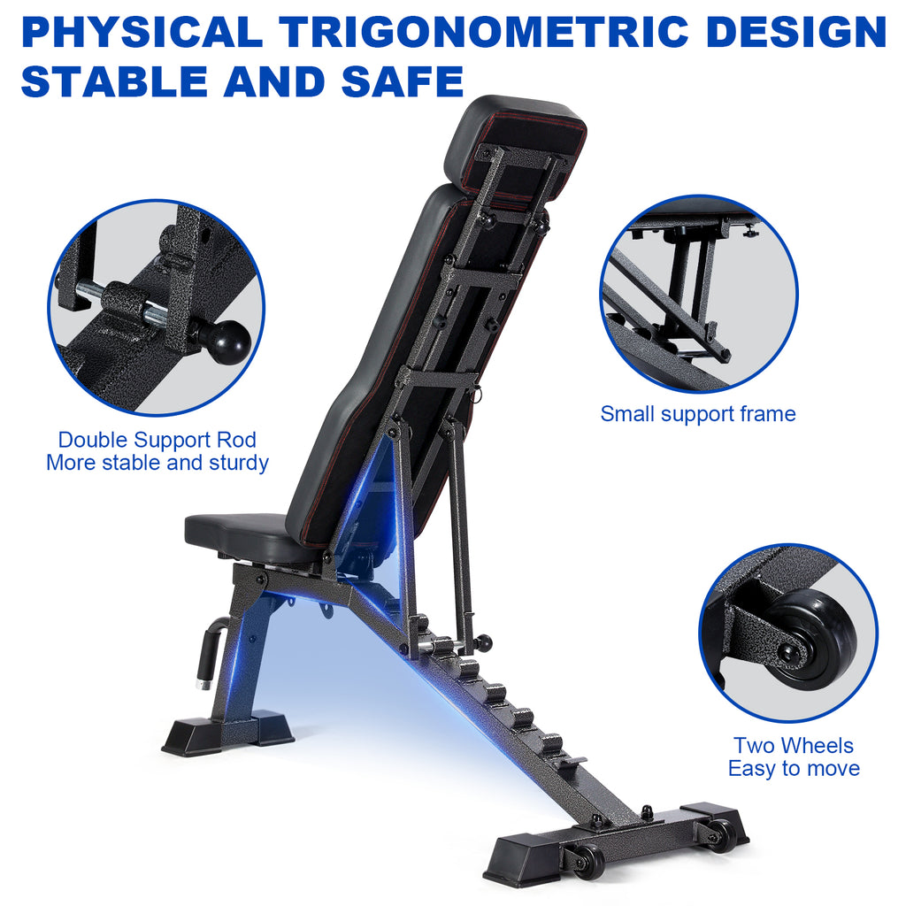 BARWING Adjustable Weight Bench Workout Bench, 1000/1300 LBS Heavy Duty Incline Decline Bench for Home Gym, Easy Assembly Foldable Training Lifting Bench