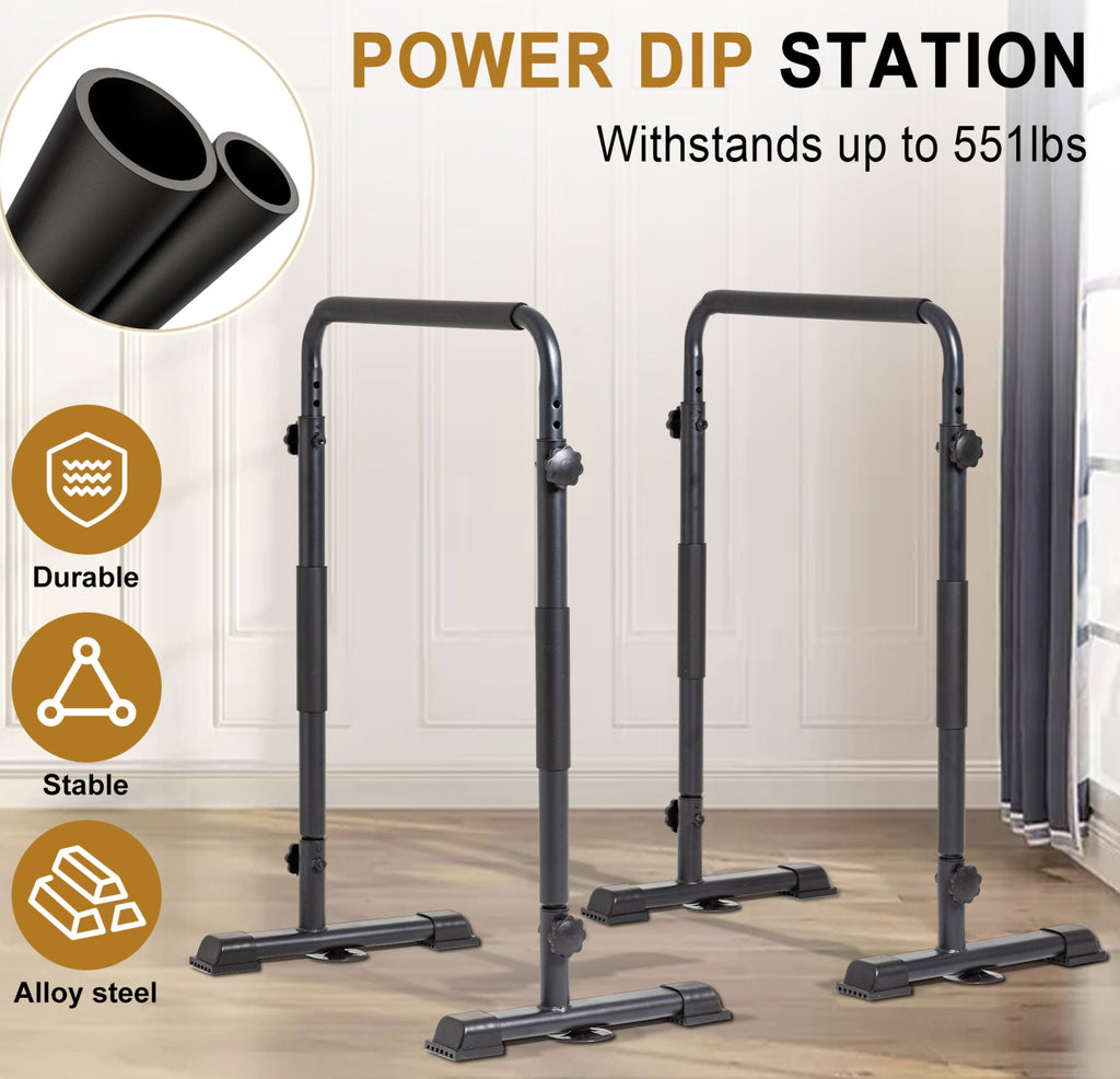 BARWING Dip Bars Dip Station with Adjustable Ultra-Stable Settings And Non-Slip Feet Dip Stand for Home Stabilizer Parallette Push Up Stand 2025 New Version