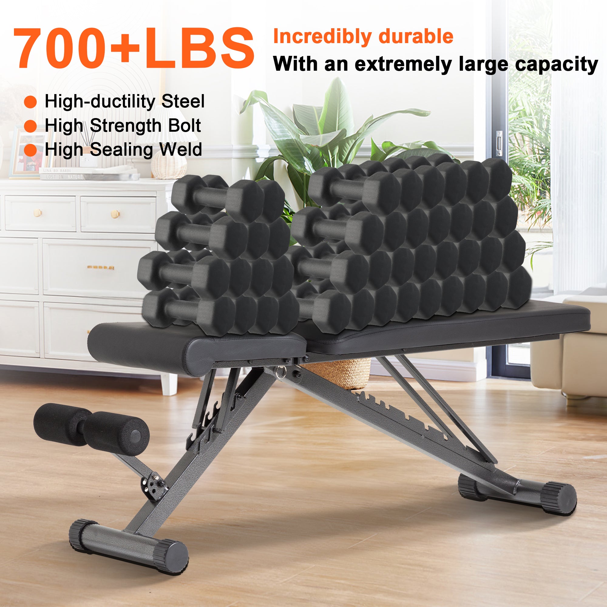 BARWING Adjustable Weight Bench for Home Gym,660LBS Foldable Incline B