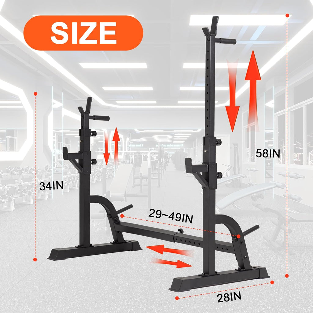 BARWING 49IN Rack For Bench Press Stand ,Barbell Rack Stand - Adjustable Multi-Functional Squat Barbell Stand for Weight Bench Press, weight bench rack, Easy to Assemble 350LBS Adjustable Squat Rack Stand