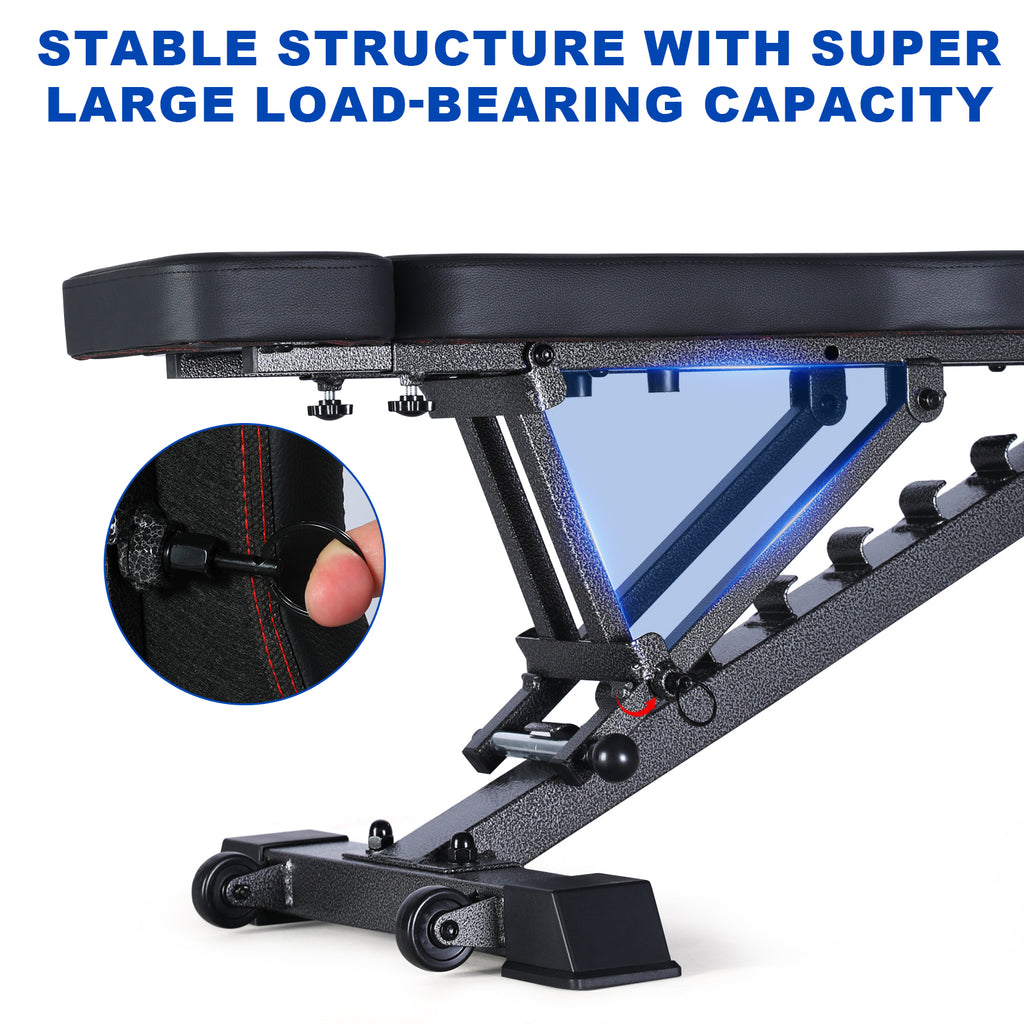 BARWING Adjustable Weight Bench Workout Bench, 1000/1300 LBS Heavy Duty Incline Decline Bench for Home Gym, Easy Assembly Foldable Training Lifting Bench