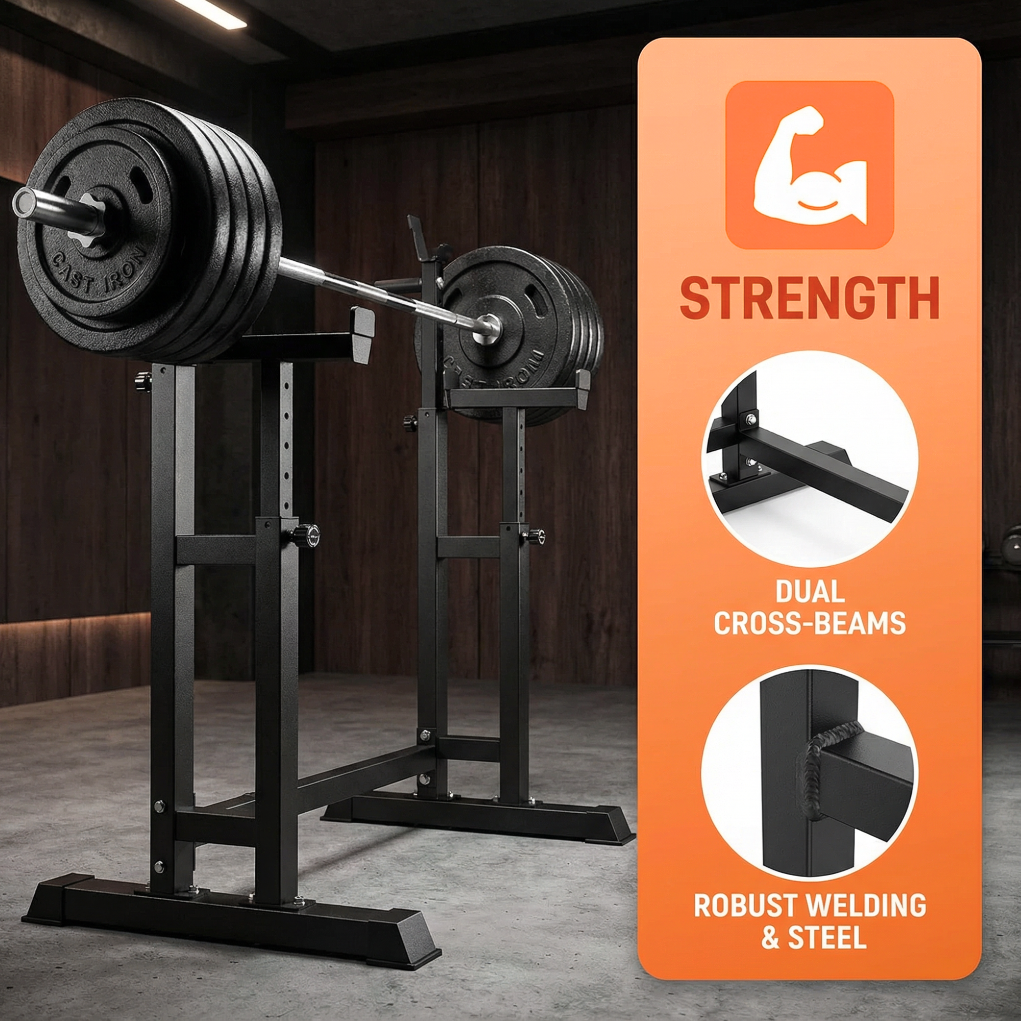 BARWING 49IN Rack For Bench Press Stand ,Barbell Rack Stand - Adjustable Multi-Functional Squat Barbell Stand for Weight Bench Press, weight bench rack, Easy to Assemble 350LBS Adjustable Squat Rack Stand
