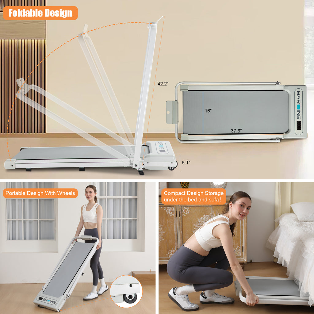 BARWING Foldable Incline Walking Pad 330 LBS Weight Capacity