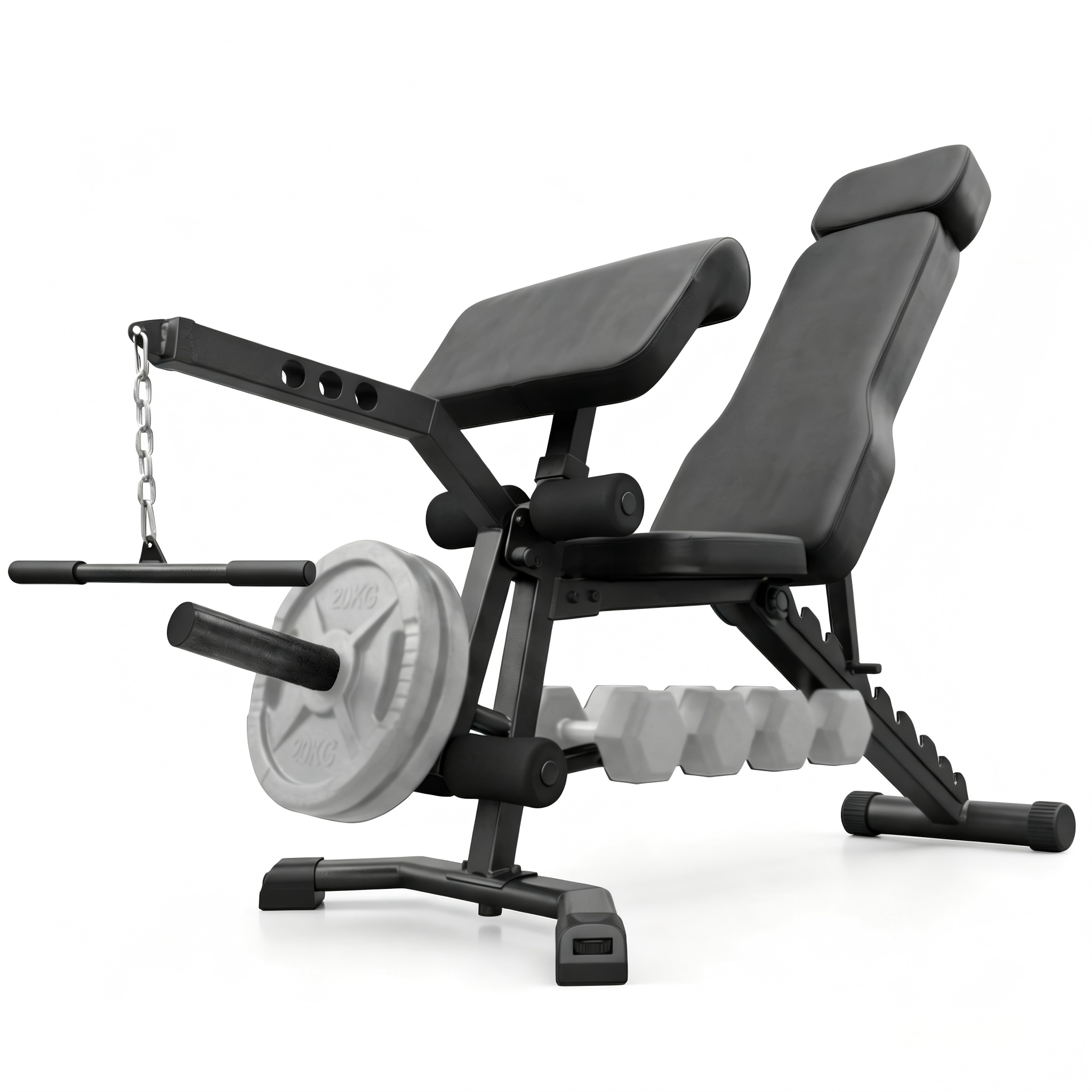 BARWING Multi-Function Adjustable Weight Bench with Leg Extension and Curl, Preacher Curl Attachment, Incline Decline Bench Press for Home Gym, 1500LB Heavy Duty Workout Bench
