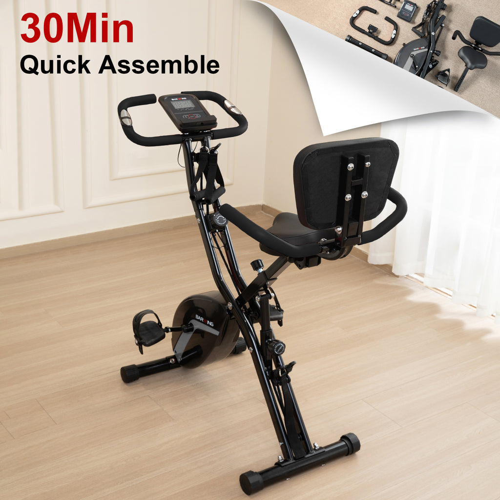 BARWING Stationary Exercise Bike for Home Workout,16-Level Magnetic Resistance, Seat Backrest Adjustments