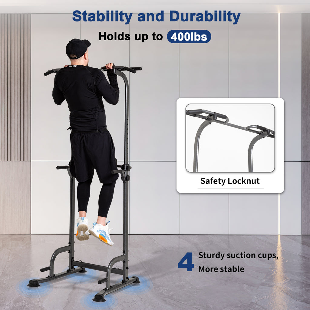 BARWING Pull Up Bar Station, Power Tower, Dip Station with 3D Backrest, Multi-Function Strength Training Stand Rack, Adjustable Height Dip Bar for Home Gym Workout Stand Fitness Exercise Equipment