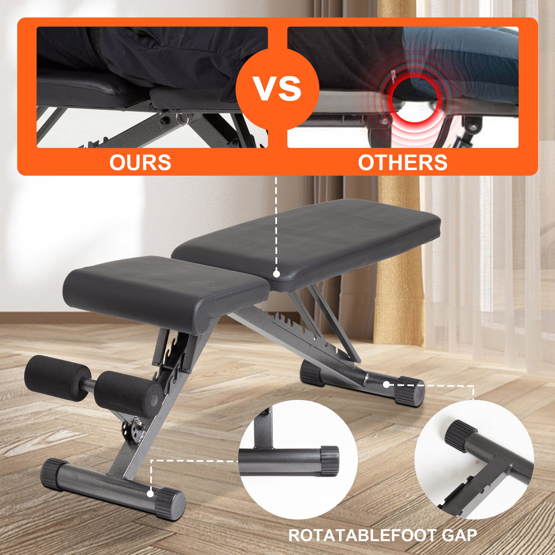 Motion Space 5 Adjustable Weight Bench, 1200 LB Workout From Home Fitness, Stable