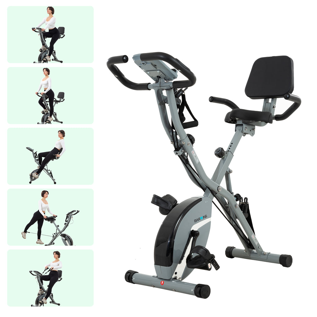 BARWING Stationary Exercise Bike for Home Workout, 5 IN 1 Foldable Indoor Cycling Bike for Seniors