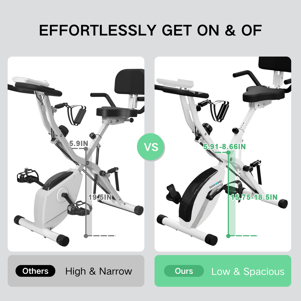 BARWING Stationary Exercise Bike for Home Workout,5 IN 1 Foldable Indoor Cycling Bike for Seniors, 350LB Capacity,
