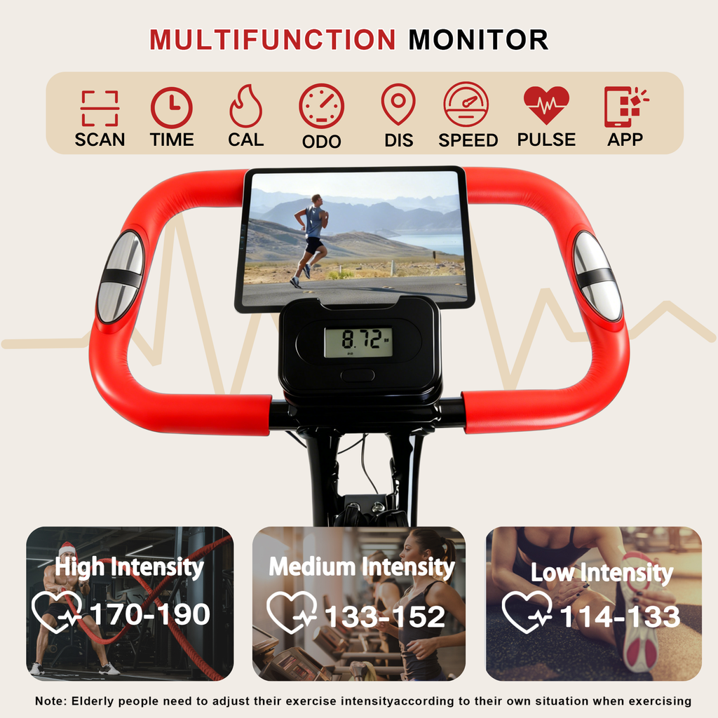 BARWING Stationary Exercise Bike for Home Workout,5 IN 1 Foldable Indoor Cycling Bike，350LB Capacity, 16-Level Magnetic Resistance