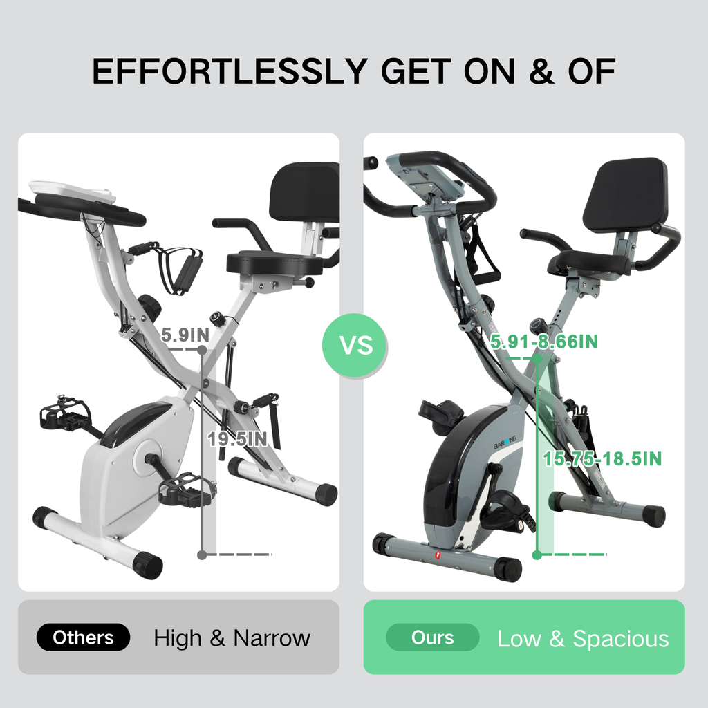 BARWING Stationary Exercise Bike for Home Workout, 5 IN 1 Foldable Indoor Cycling Bike for Seniors