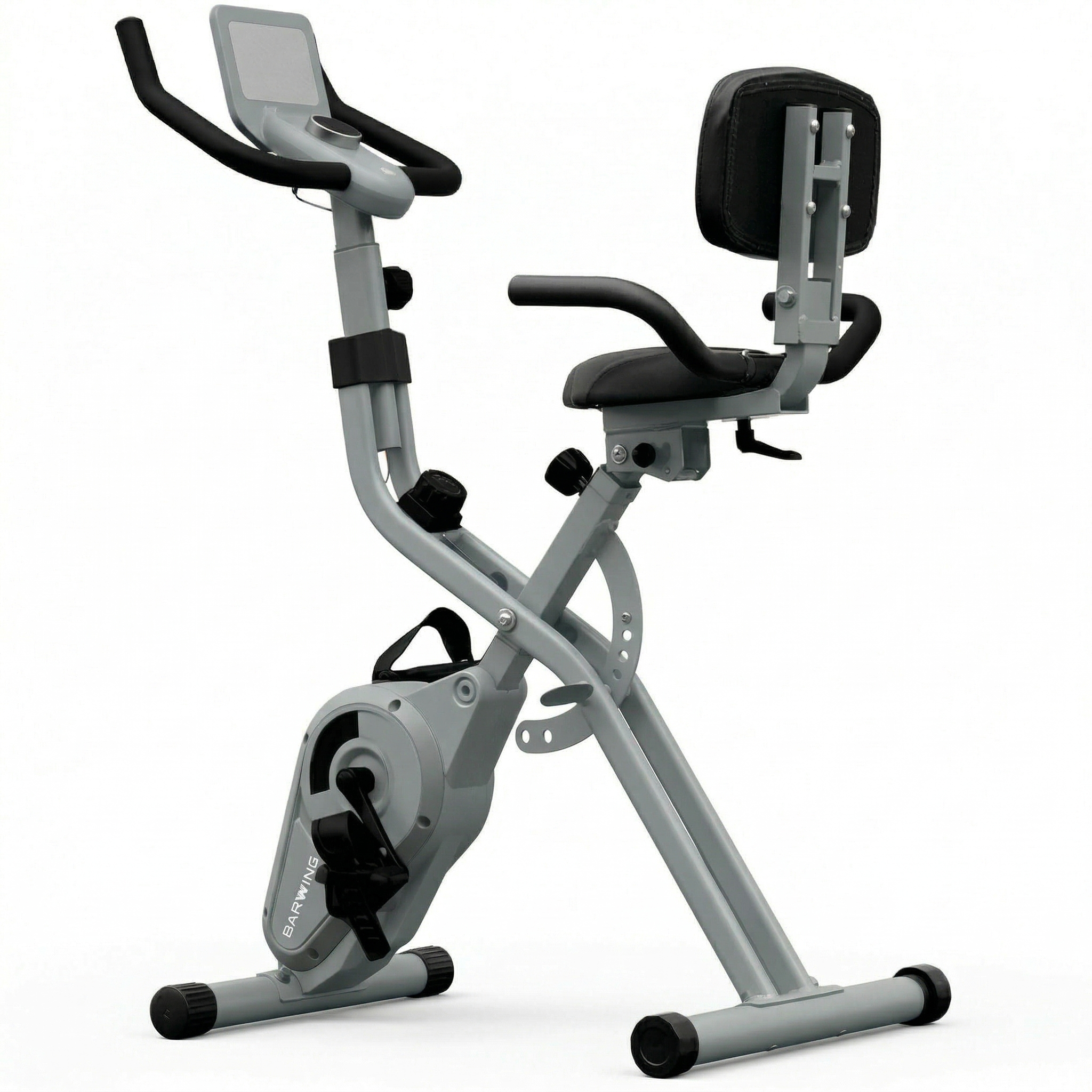 BARWING Stationary Exercise Bike for Home Workout, 5 IN 1 Foldable Indoor Cycling Bike for Seniors, 350LB Capacity, 16-Level Magnetic Resistance, Seat Backrest Adjustments