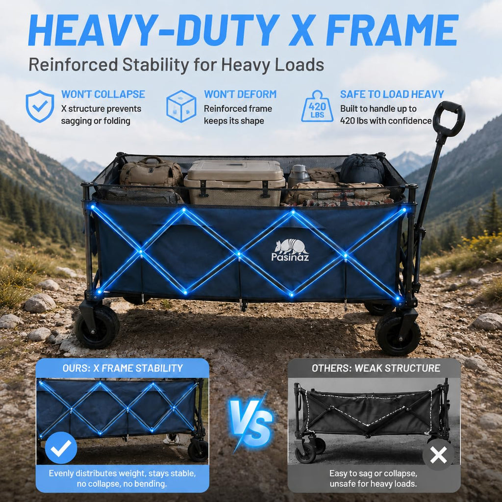 Heavy Duty Folding Wagon Cart with All-Terrain Wheels