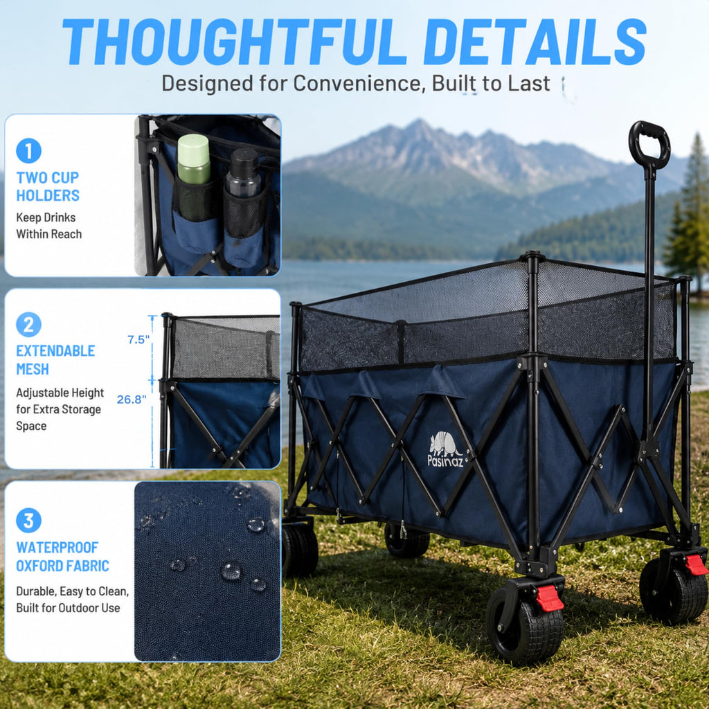 Heavy Duty Folding Wagon Cart with All-Terrain Wheels