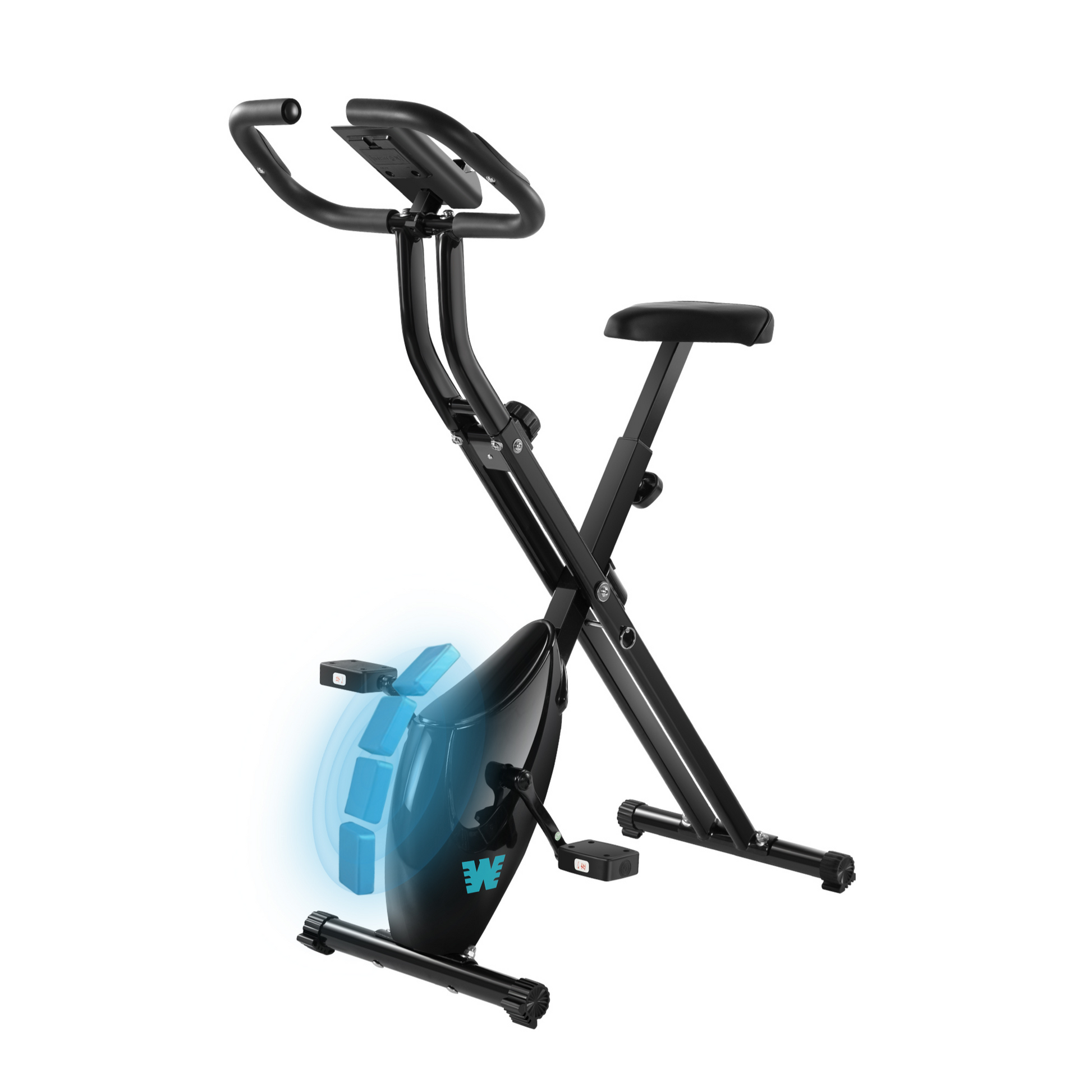 BARWING Stationary Exercise Bike for Home Workout, 5 IN 1 Foldable Indoor Cycling Bike for Seniors, 350LB Capacity, 16-Level Magnetic Resistance, Seat Backrest Adjustments