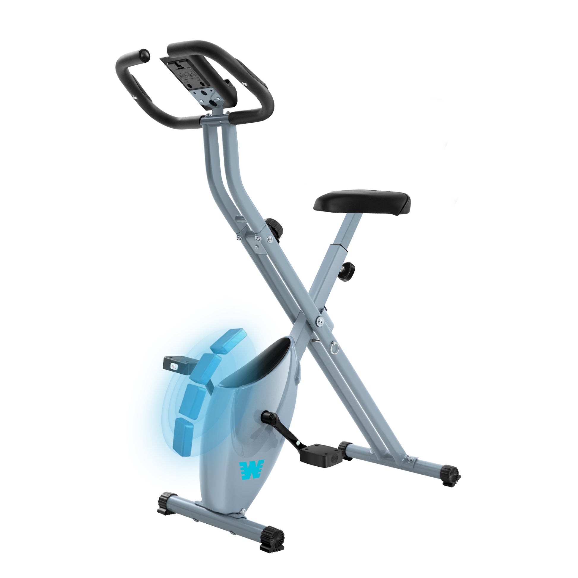 BARWING Stationary Exercise Bike for Home Workout, 5 IN 1 Foldable Indoor Cycling Bike for Seniors, 350LB Capacity, 16-Level Magnetic Resistance, Seat Backrest Adjustments