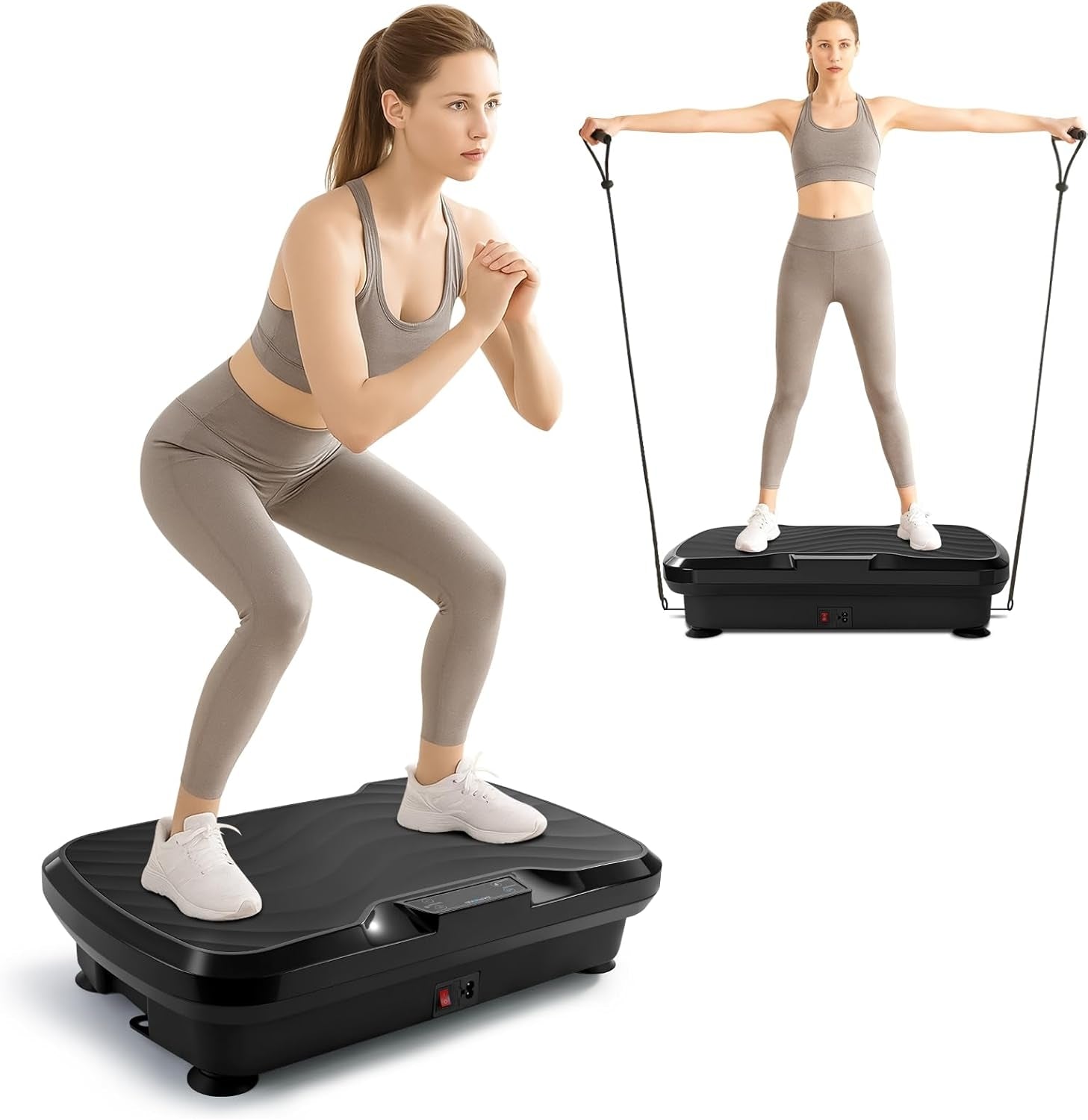 BARWING Vibration Plate Exercise Machine for Lymphatic Drainage Vibrating Power Plate Vibration Platform Shaker Whole Body Plates for Weight Loss with Fitness Resistance Bands 300 LBS Capacity