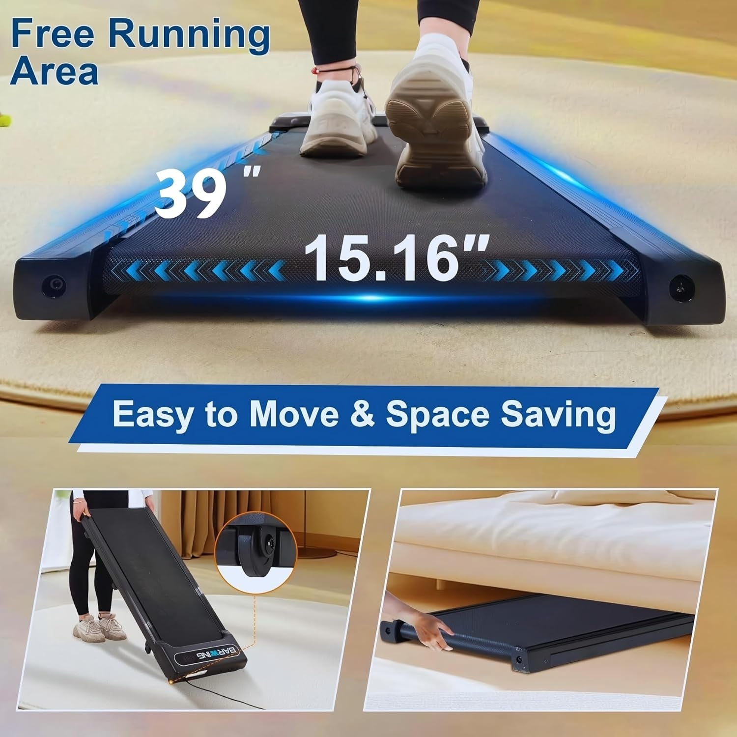 BARWING Foldable Incline Walking Pad 2.5HP Treadmills for Home, 7.0 MPH