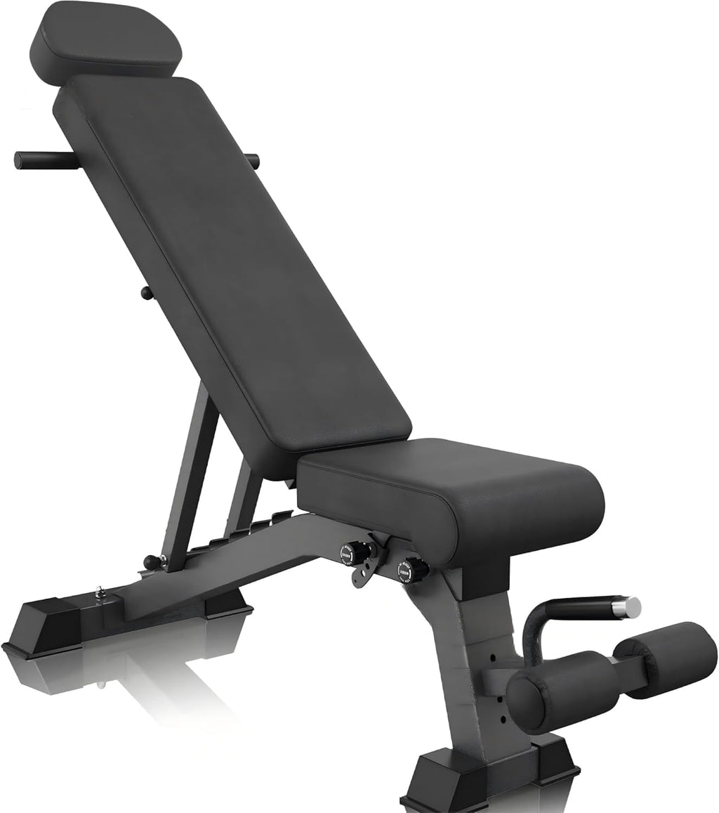 YOUTEN 1300 LB Weight Bench With Headrest Heavy Capacity | 9-4-4 90° Adjustable Incline Decline Exercise Chair for Home Gym More Stable and Durable | Foldable Training Lifting Bench | Dragon Flag Handle for Abdominal Arm Workout 2025 New Version